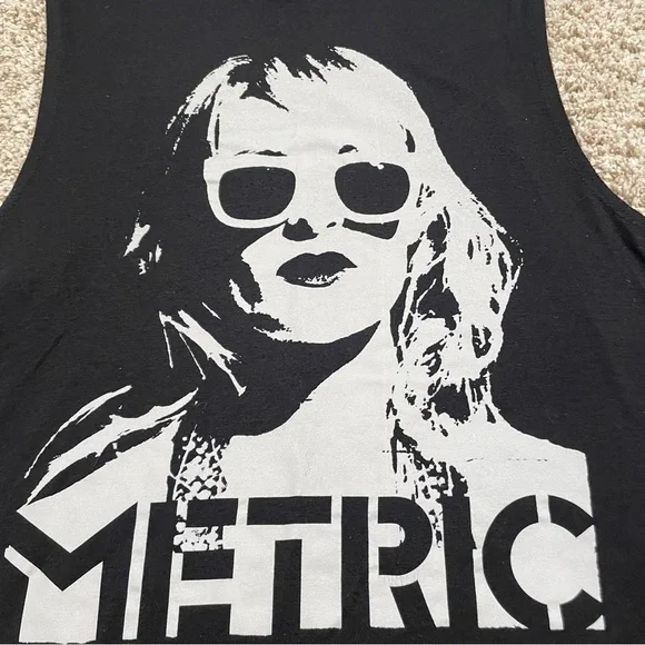 Metric Band Black Tank Top Sleeveless Rounded Neckline Size Large - Picture 3 of 5